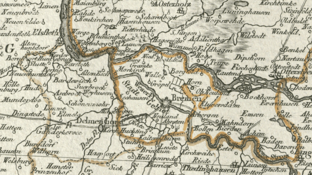 Territory of the Imperial City of Bremen on a late 18th century map