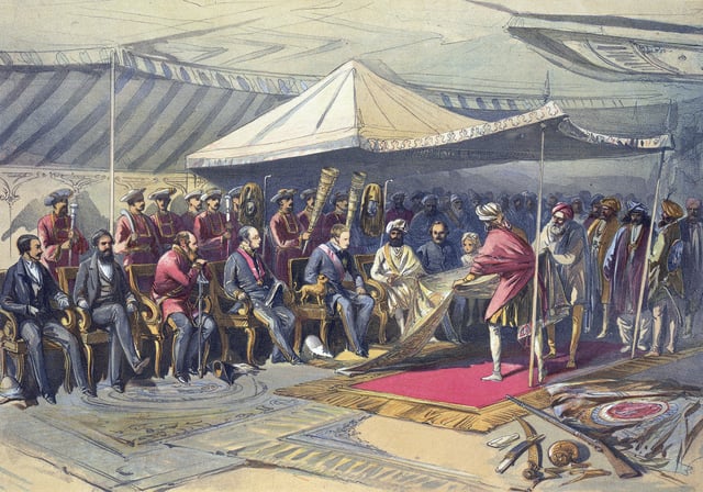 Governor-General of India Lord Canning meets Maharaja Ranbir Singh of Jammu and Kashmir, 1860