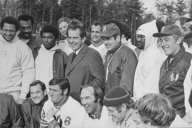 Then U.S. President Richard Nixon meeting with the Redskins, November 23, 1971.