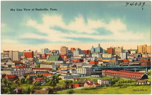 Depiction of Nashville skyline c. 1940s