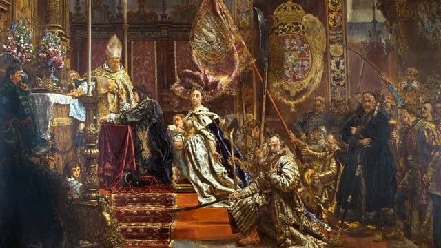 A painting by Jan Matejko of King John II Casimir pledging his famous oath in Lwów's Latin Cathedral