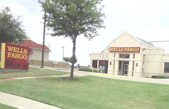 A remodeled Wells Fargo bank in Fort Worth, Texas
