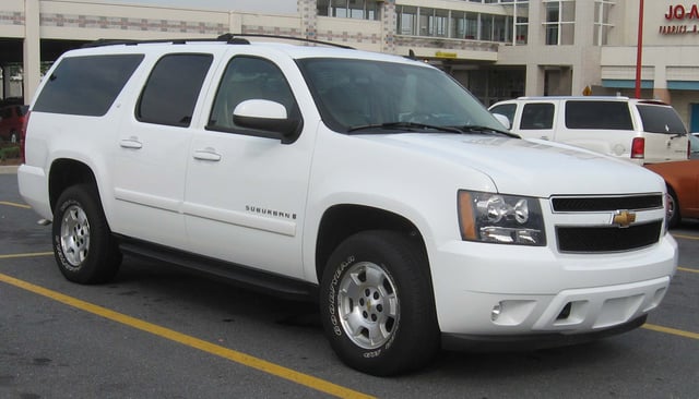 A Chevrolet Suburban extended-length SUV weighs 3,300 kg (7,200 lb) (gross weight)