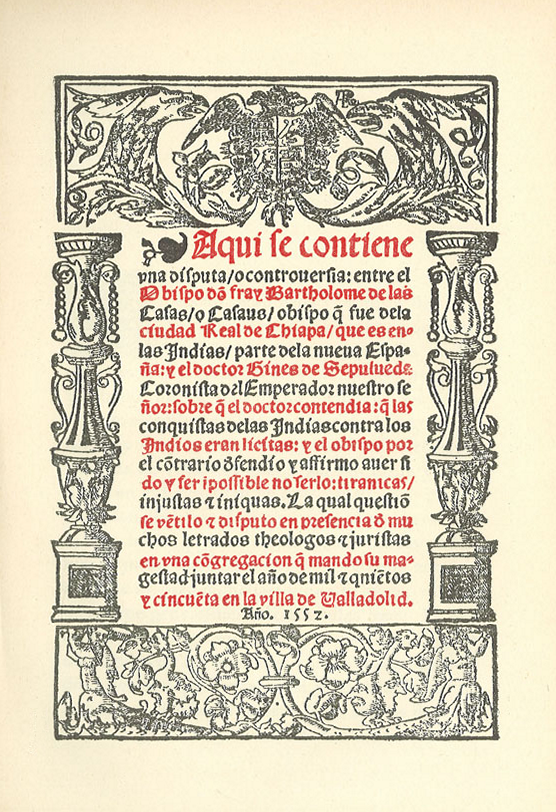 Cover of the Disputa o controversia con Ginés de Sepúlveda (1552), Bartolomé de las Casas