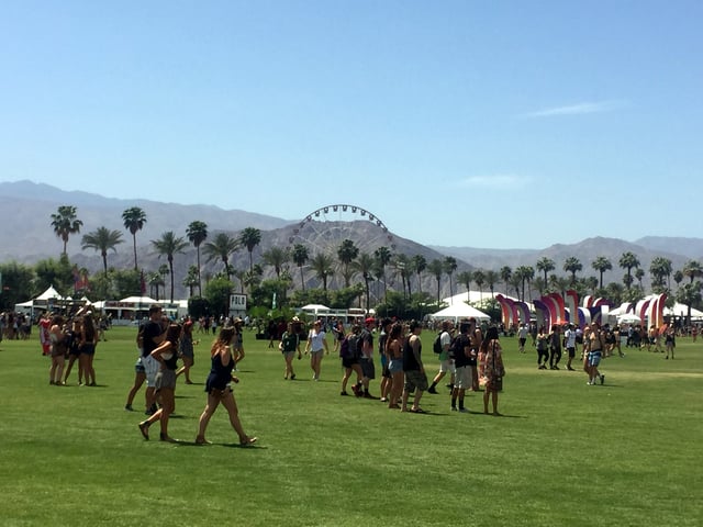 A view of the ferris wheel from the polo grounds during Coachella 2015