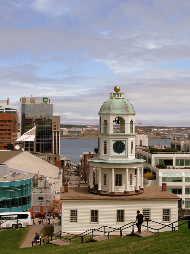 The Halifax Town Clock overlooks most of the structures in downtown Halifax.