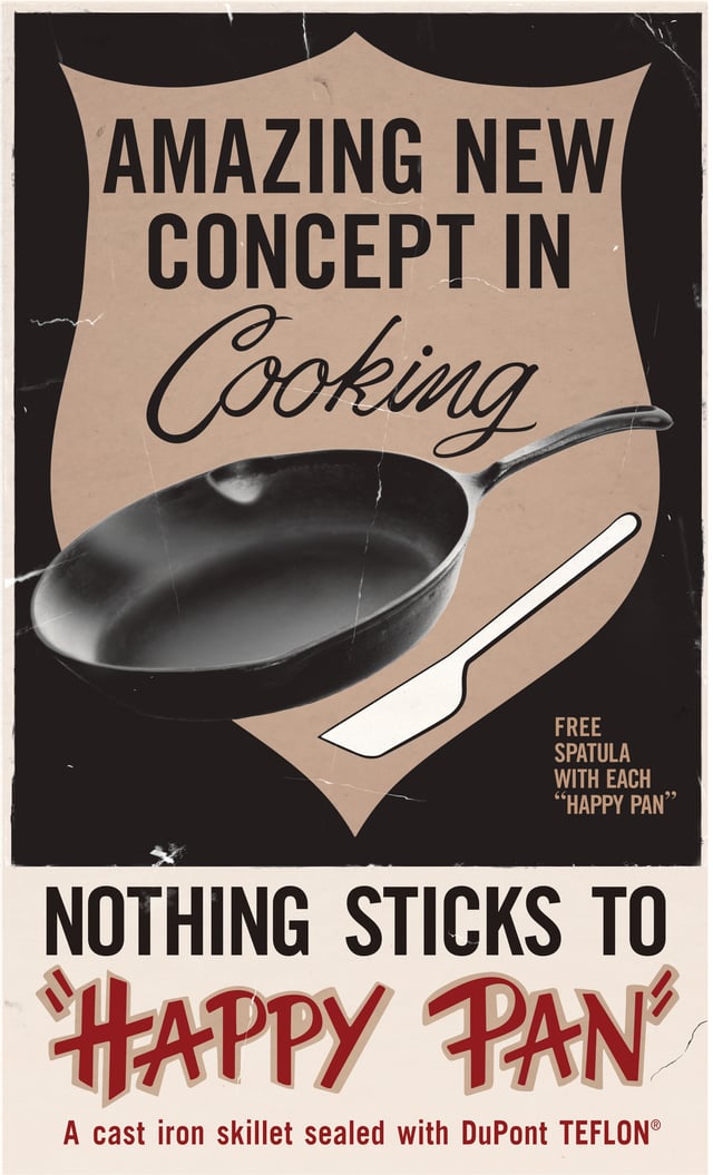 Advertisement of the Happy Pan, a Teflon-coated pan from the 1960s