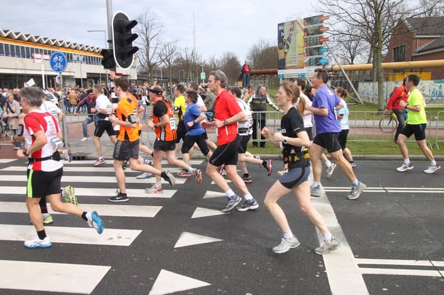 Runners during the marathon in Rotterdam