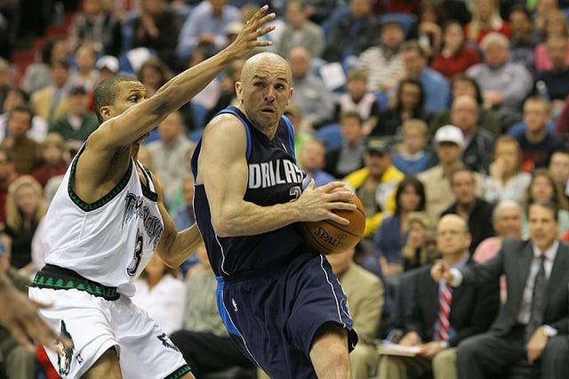 Kidd drives to the basket during a game against the Minnesota Timberwolves.