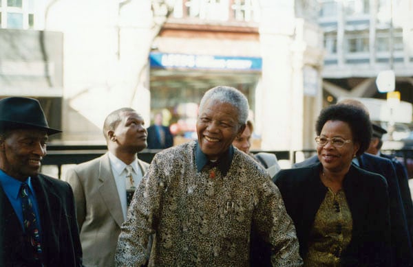 Nelson Mandela arriving at LSE in 2000 to deliver a public lecture