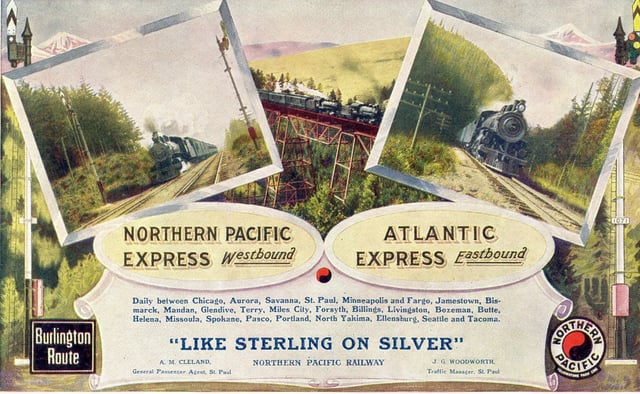 These trains were operated jointly with Northern Pacific Railway and had a different name when they were east or westbound.