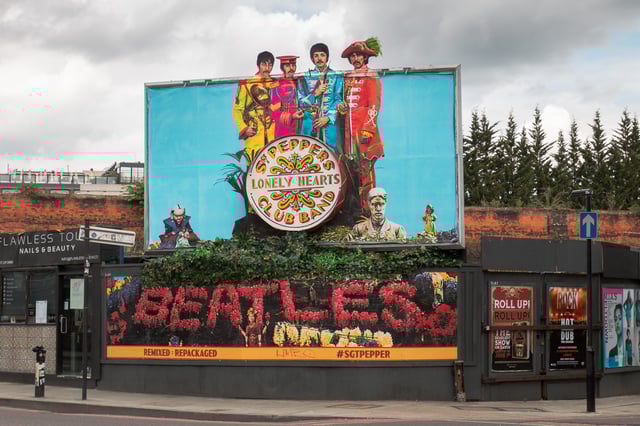 Sgt. Pepper 50th anniversary billboard in London