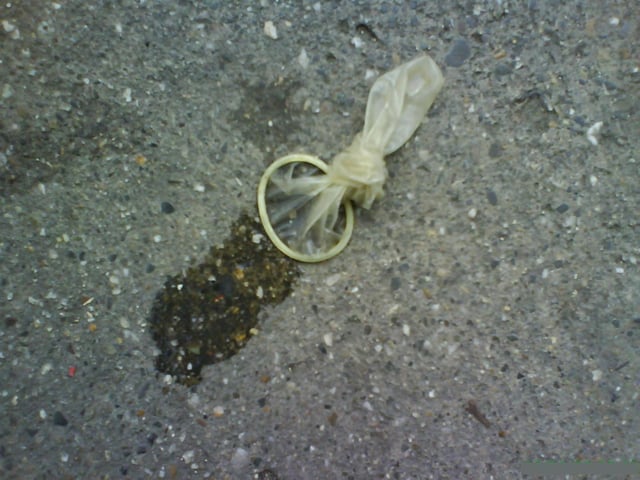 Used condom on a street