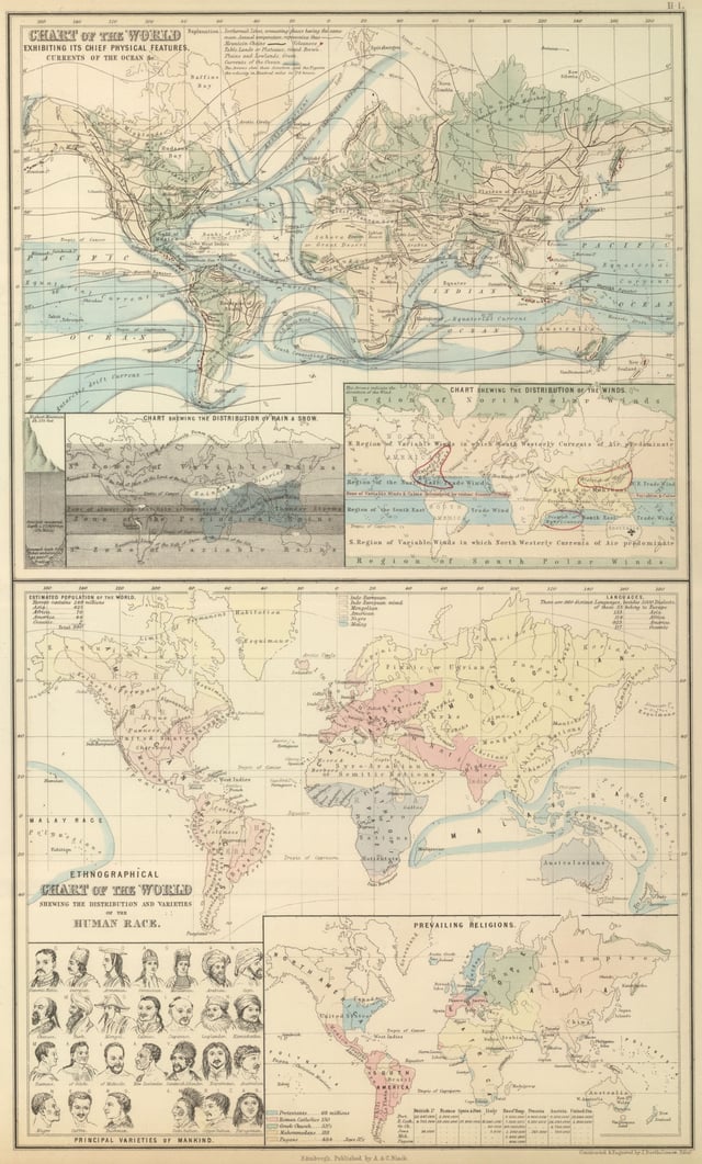 World maps from A & C Black's 1854 General Atlas Of The World