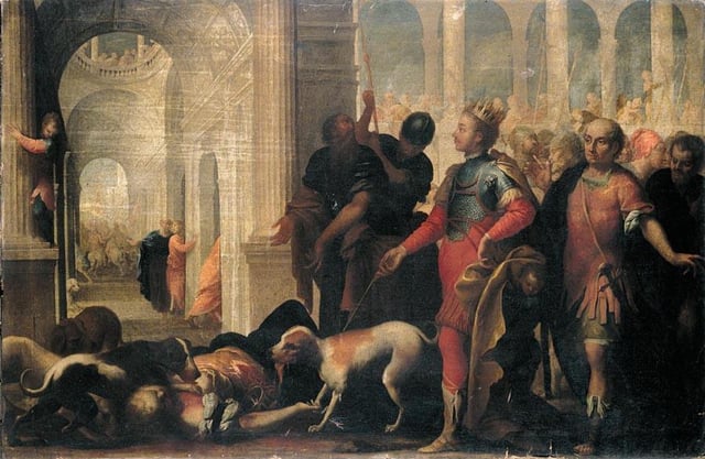Queen Jezebel Being Punished by Jehu, by Andrea Celesti