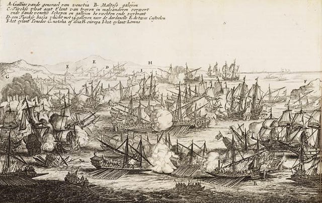 Battle of the Dardanelles on 19 July 1657.