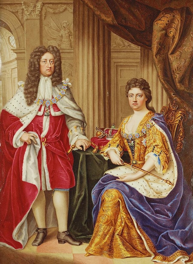 Anne with her husband, Prince George of Denmark, painted by Charles Boit, 1706