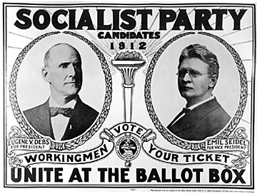 Campaign poster from his 1912 presidential campaign featuring Debs and vice presidential candidate Emil Seidel
