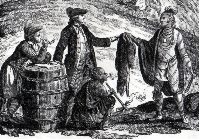 Fur traders in Canada, trading with First Nations, 1777