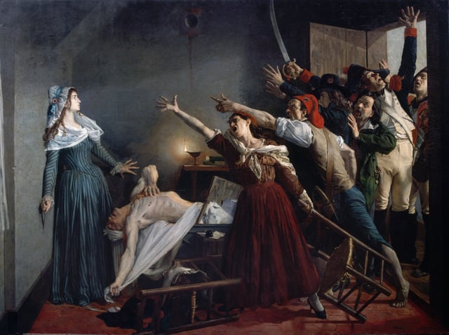 The assassination of Jean-Paul Marat by Girondist sympathizer Charlotte Corday on 13 July 1793