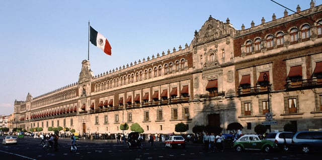 The Palacio Nacional, or National Palace in Mexico City, built as the residence of the Viceroys of New Spain in 1563