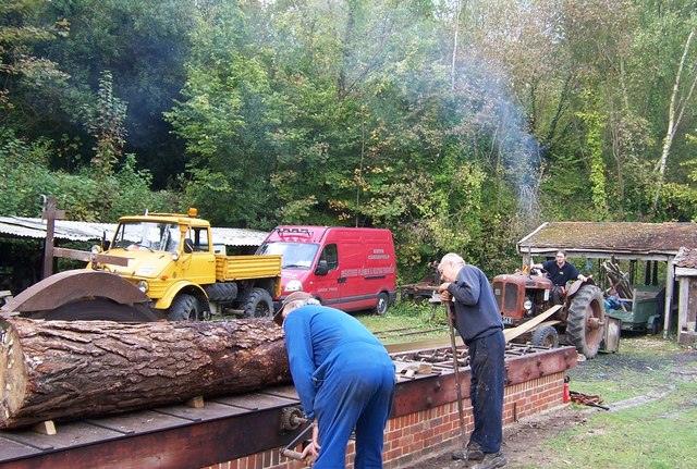 Sawing Logs at the timber yard