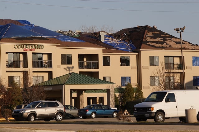 a Courtyard Marriott Location damaged by the 2006 Springfield tornadoes