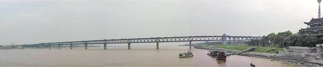 The First Bridge at Wuhan. This view is upstream, toward the distant Three Gorges and Chongqing.