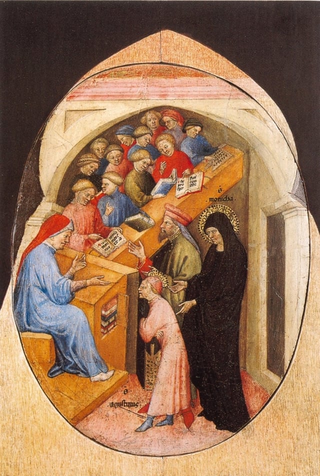 The Saint Augustine Taken to School by Saint Monica. by Niccolò di Pietro 1413–15