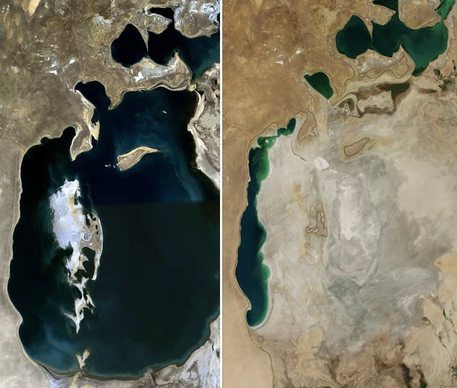Comparison of the Aral Sea between 1989 and 2014