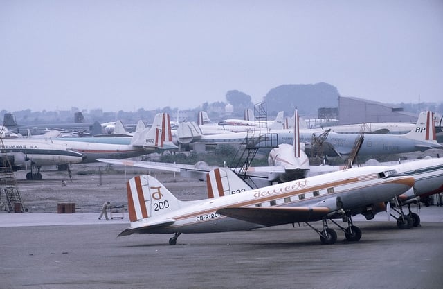 Douglas DC-3 of Faucett at Lima Airport, Peru, in 1972