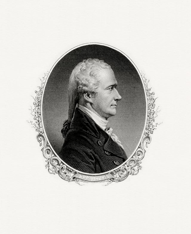A Bureau of Engraving and Printing portrait of Hamilton as Secretary of the Treasury