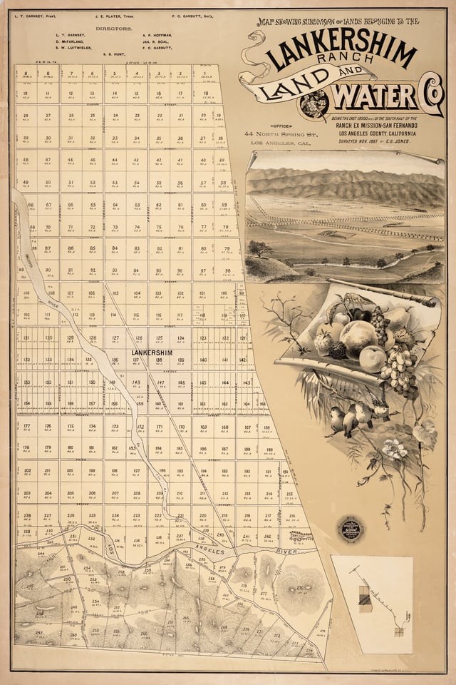 Map of the Lankershim Ranch properties, 1887