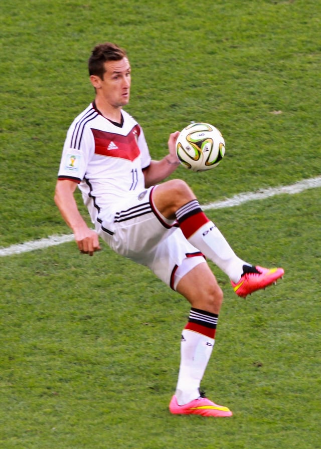 Miroslav Klose scored a record 16 goals across four World Cups.
