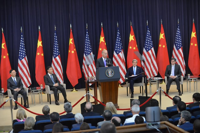 Biden speaks during the U.S.–China Strategic and Economic Dialogue, in Washington, D.C., July 2013