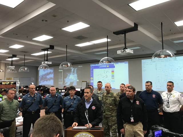 Governor Greitens and DPS Director Drew Juden brief reporters during Winter Storm Jupiter at the State Emergency Operation Center on January 12, 2017.