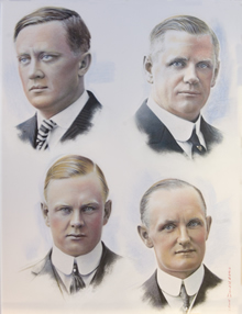 Clockwise from top left: William S. Harley, William A. Davidson, Walter Davidson, Sr., Arthur Davidson