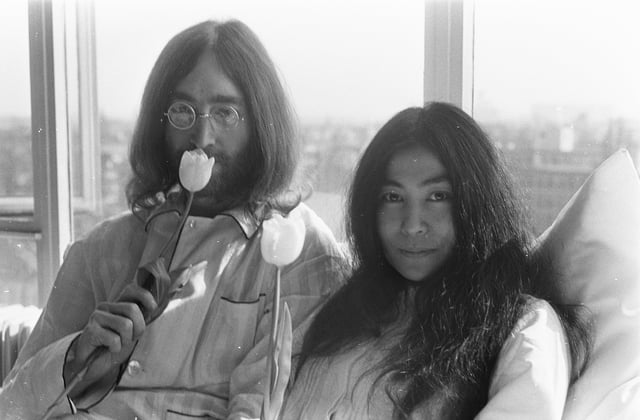 Lennon and Ono at a Bed-In at  Hilton Amsterdam, March 1969