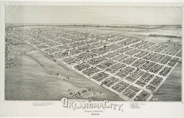 Lithograph of Oklahoma City from 1890