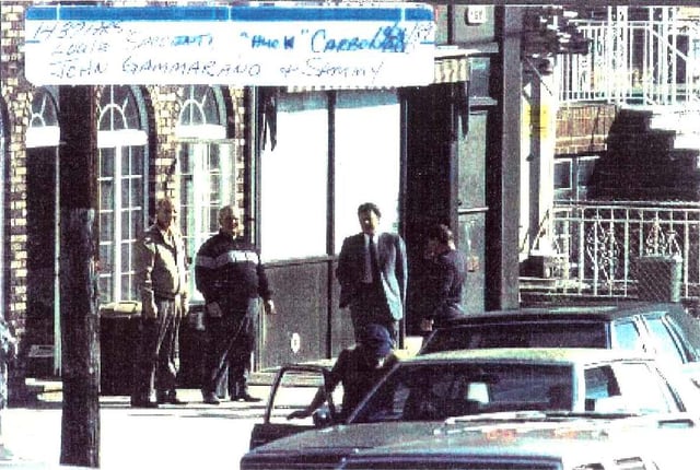 FBI surveillance photograph of Gravano, Louis Saccenti, Thomas Carbonaro and John Gammerano