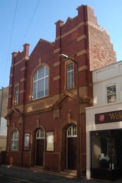 A Salvation Army citadel (Corps) with a charity shop attached, in Worthing, West Sussex.
