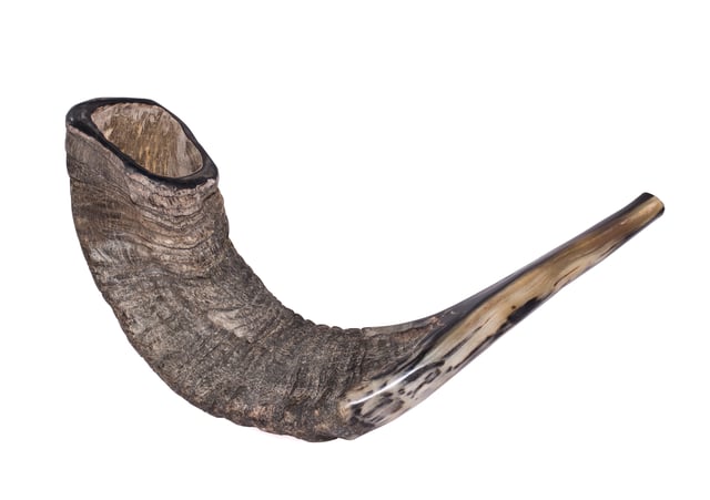 The sound of a shofar (pictured) is believed to symbolically confuse Satan.