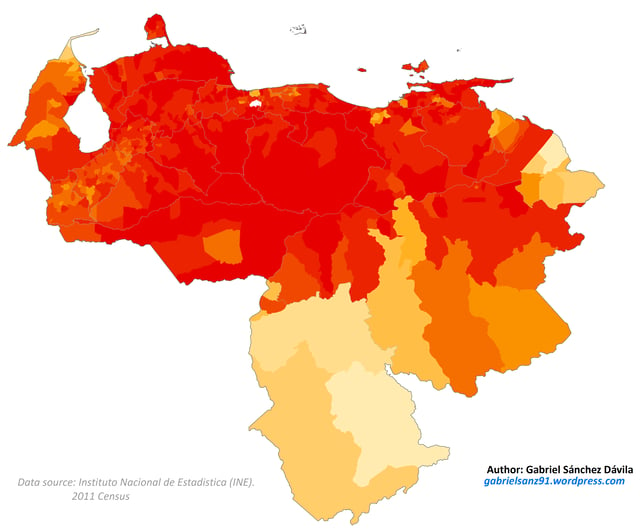 Moreno (Mestizo) population of Venezuela in 2011.