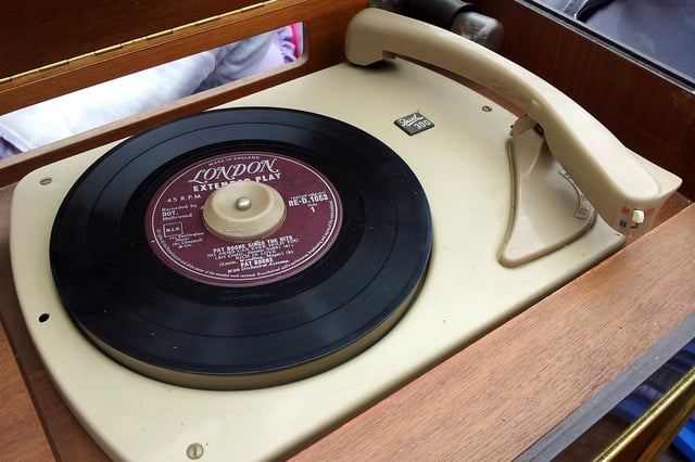 45 rpm EP on a turntable, ready to be played