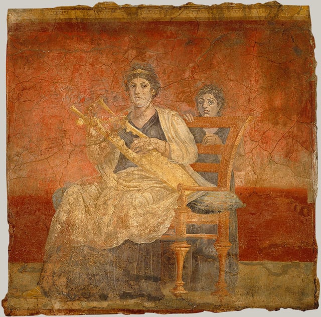 Woman playing a kithara, from the Villa Boscoreale, 40–30 BC