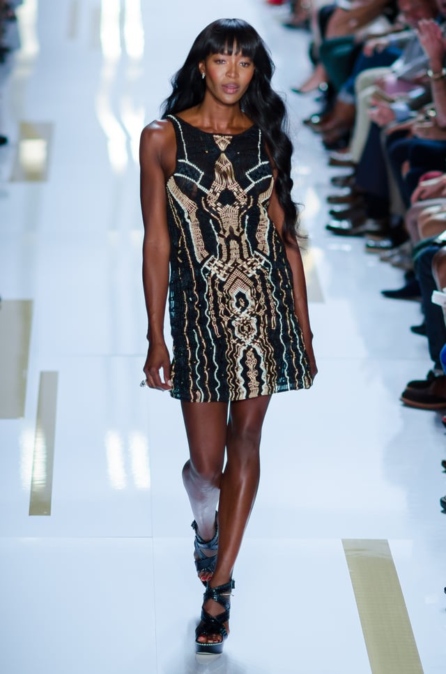 Campbell walking the runway at the Diane von Fürstenberg Spring/Summer 2014 show at New York Fashion Week, September 2013