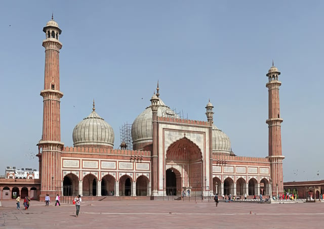 The Jama Masjid in Delhi is India's largest mosque, and a classic example of the Mughal style of architecture