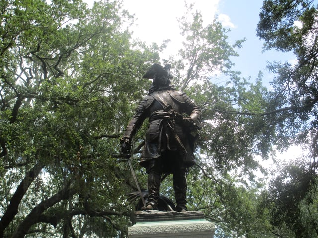 Statue of James Oglethorpe in Chippewa Square, completed in 1910 by Daniel Chester French