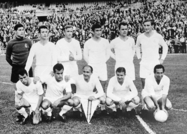 Real Madrid in 1964. Nicknamed Los Blancos (the whites), the club has worn an all-white home kit except for one season in 1925