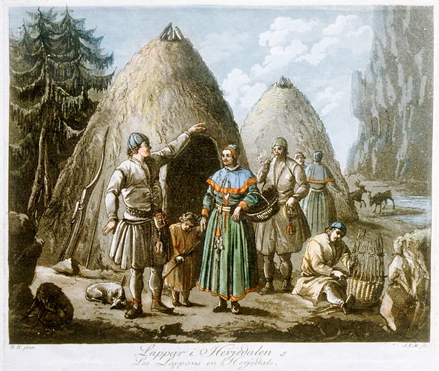 Sami people in Härjedalen (1790–1800), far south in the Sápmi area